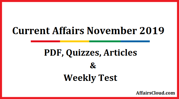 Current Affairs November 2019