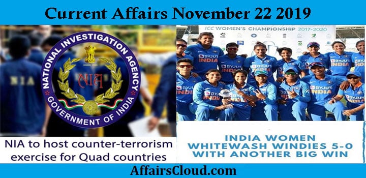 Current Affairs Today November 22 2019