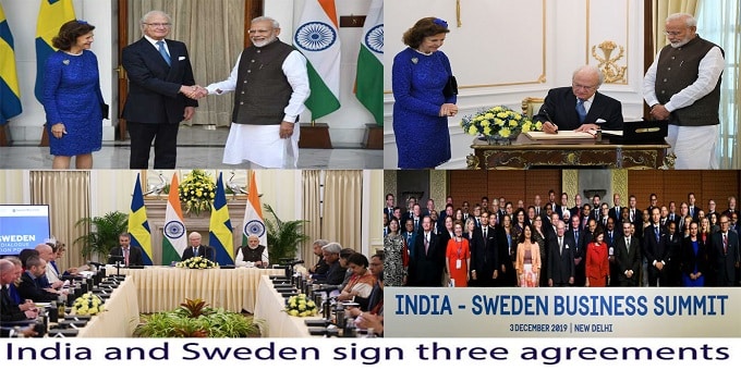 India and Sweden sign three agreements